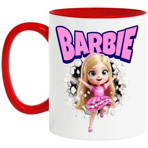 Căni - Cana Cu Barbie - Cadru de Poveste pentru Fanii Magiei Ceramica, 330ML, cu Maner Rosu