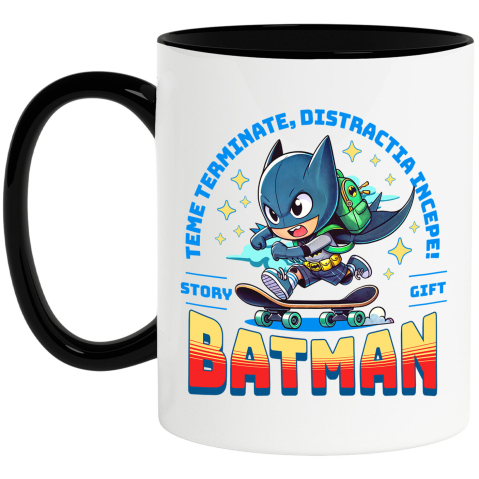 Educatie - Cana Cu Batman Skateboard: Viteza Justiției Pe Patru Roți Ceramica, 330ML, cu Maner Negru