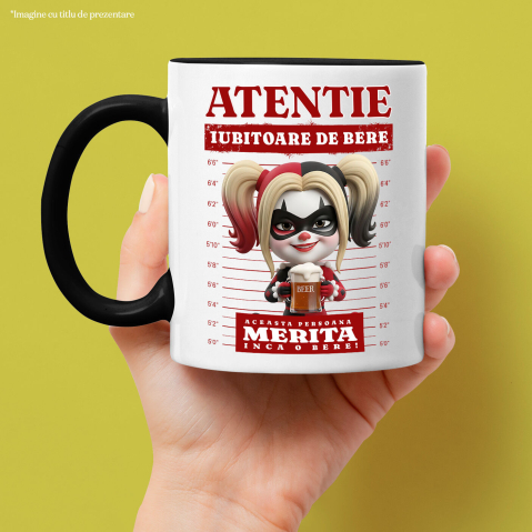 Cana Cu Bere si Cadou Harley Quinn pentru Momente Unice, Ceramica, 330ML [1]
