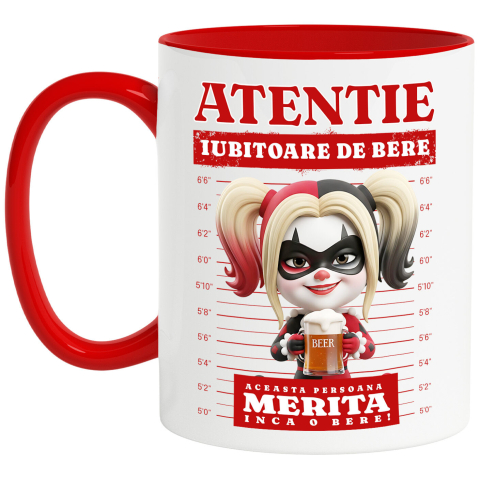 Căni - Cana Cu Bere si Cadou Harley Quinn pentru Momente Unice, Ceramica, 330ML
