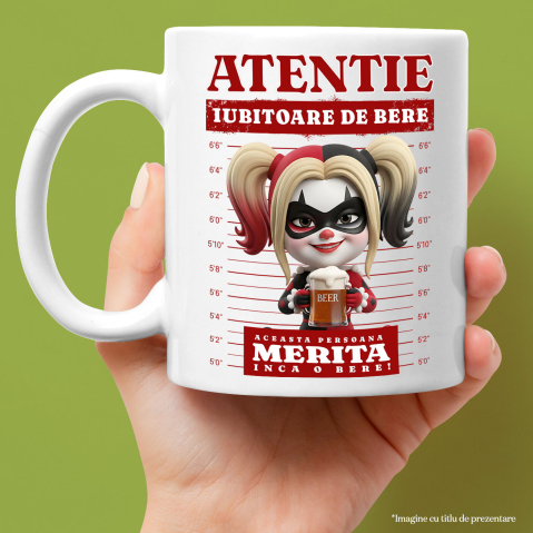 Cana Cu Bere si Cadou Harley Quinn pentru Momente Unice, Ceramica, 330ML [2]