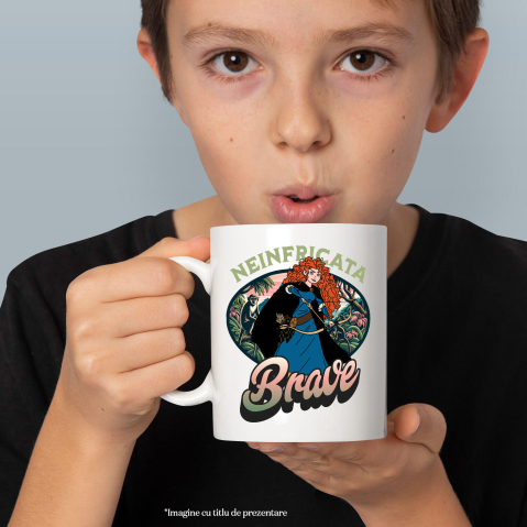 Cana Cu Brave – Energie si Curaj Ceramica, 330ML, cu Maner Alb [1]