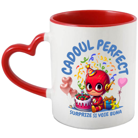 Desene Animate - Cana Cu Bucurie si Cadou The Flash pentru Ziua Ta, Ceramica, 330ML