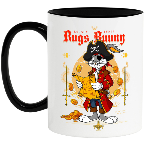 Desene Animate - Cana Cu Bugs Bunny-Piratul Vesel Ceramica, 330ML, cu Maner Negru