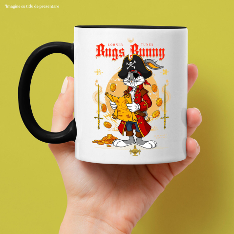 Cana Cu Bugs Bunny-Piratul Vesel Ceramica, 330ML, cu Maner Negru [1]