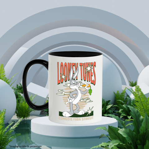 Cana Cu Bugs Bunny si morcovul cel mare Ceramica, 330ML, cu Maner Negru [2]