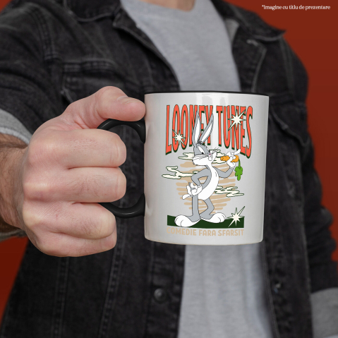 Cana Cu Bugs Bunny si morcovul cel mare Ceramica, 330ML, cu Maner Negru [1]