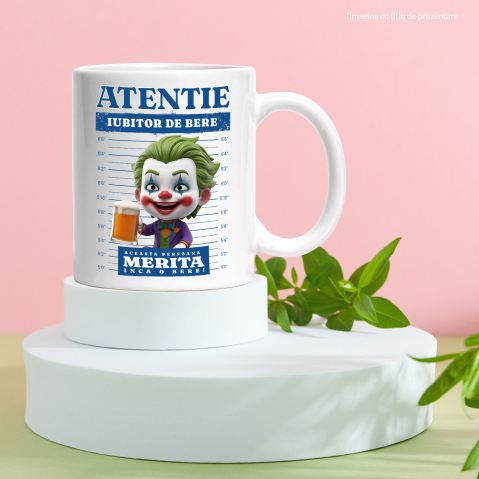Cana Cu Cadou Joker si Bere – Încearcă Marea Nebunie!, Ceramica, 330ML [3]
