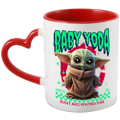 Desene Animate - Cana Cu Cadru Baby Yoda Aventuri Disney, Ceramica, 330ML