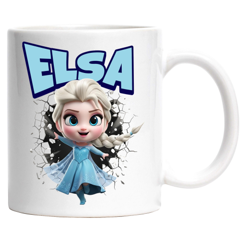 Căni - Cana Cu Cadru de Poveste cu Elsa Magia Ghetii Ceramica, 330ML, cu Maner Alb