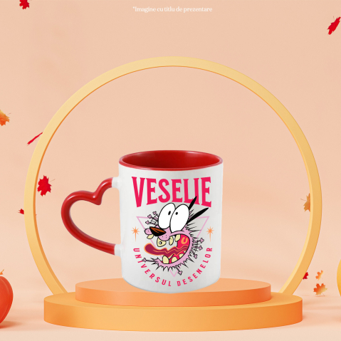 Cana Cu Câinele Fricos și Misiunea Curajului Ceramica, 330ML, cu Maner Inima Rosie [1]