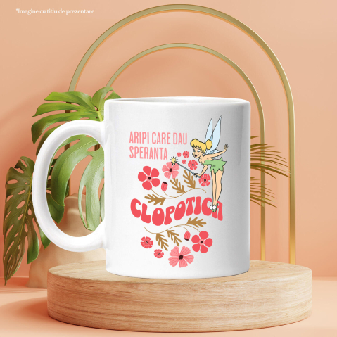 Cana Cu Clopotica si chemarea inimii Ceramica, 330ML, cu Maner Alb [2]