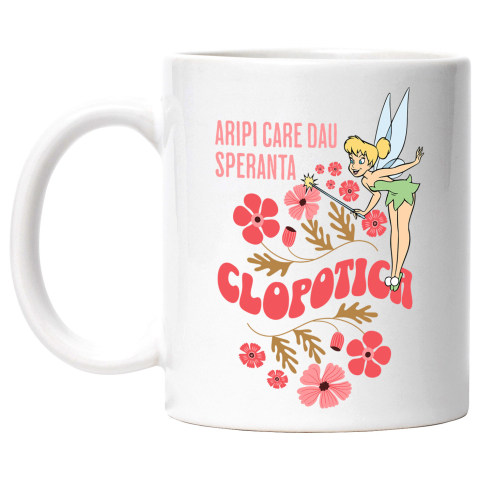 Desene Animate - Cana Cu Clopotica si chemarea inimii Ceramica, 330ML, cu Maner Alb