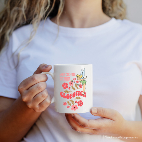 Cana Cu Clopotica si chemarea inimii Ceramica, 330ML, cu Maner Alb [1]