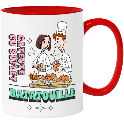 Căni - Cana Cu Colette – De La Critica La Creatie, Cu Gusteau Ceramica, 330ML, cu Maner Rosu