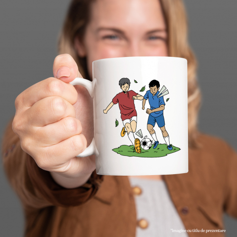 Cana Cu Copii, Football, Minge, Iubitori De Sport, Multicolor 330 ml, Ceramica cu Maner Alb [2]