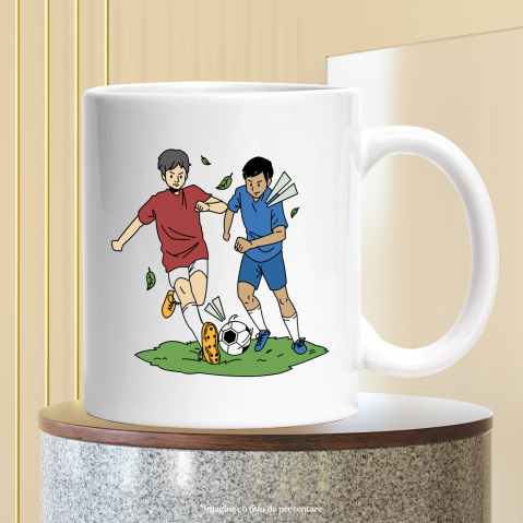 Cana Cu Copii, Football, Minge, Iubitori De Sport, Multicolor 330 ml, Ceramica cu Maner Alb [1]