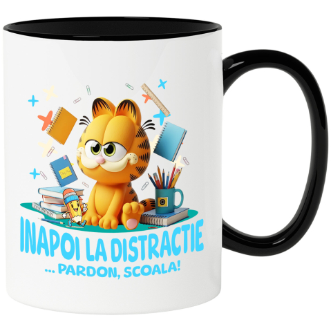 Educatie - Cana Cu Cu Garfield, Scoala Devine Amuzanta, Ceramica, 330ML