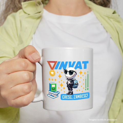 Cana Cu Cu Jack Skellington, Zambim Si Invatam Sa Fim Mai Buni, Ceramica, 330ML [2]