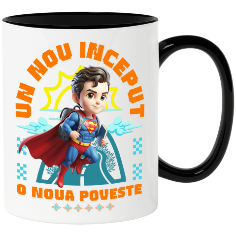 Căni - Cana Cu Cu Spiderman, Cărți Care Te Împing Să Crești Rapid Ceramica, 330ML, cu Maner Negru