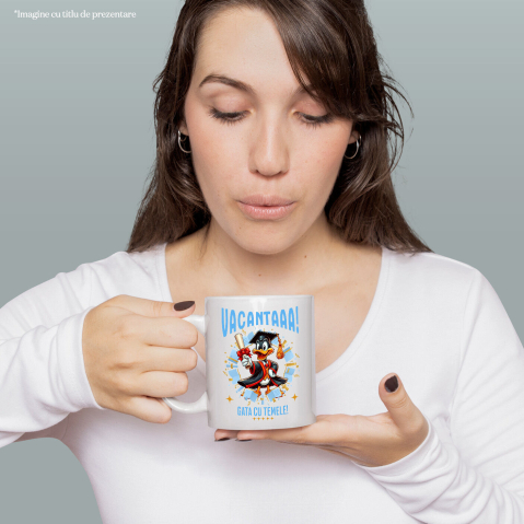 Cana Cu Daffy Duck si Visele de Vacanta Ceramica, 330ML, cu Maner Alb [1]