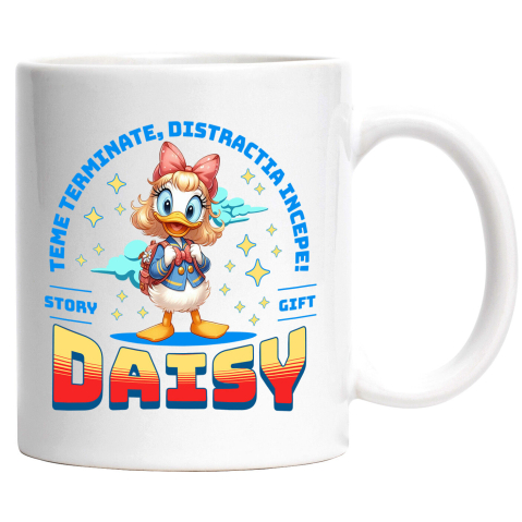 Cani Personalizate - Cana Cu Daisy – Lectii Gata, Distractie Pornita, Ceramica, 330ML