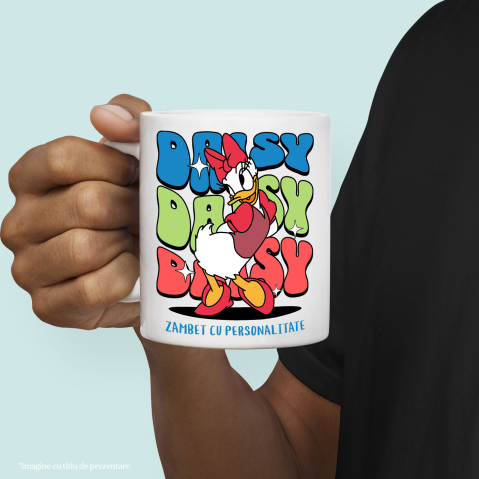 Cana Cu Daisy, zana elegantei Ceramica, 330ML, cu Maner Alb [1]