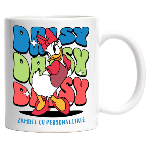 Desene Animate - Cana Cu Daisy, zana elegantei Ceramica, 330ML, cu Maner Alb