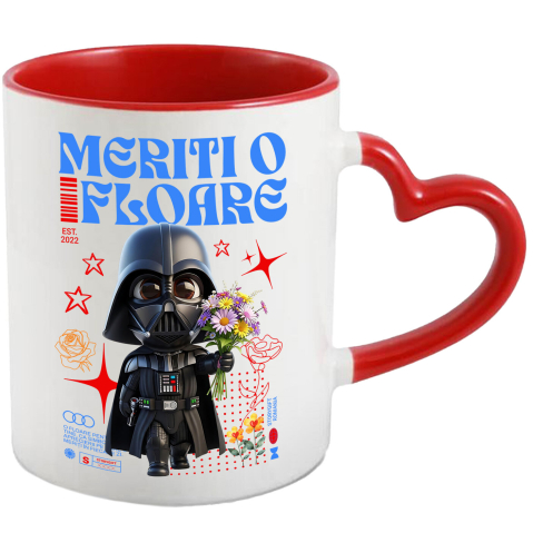 Căni - Cana Cu Darth Vader Cadru Plin de Flori si Mister, Ceramica, 330ML