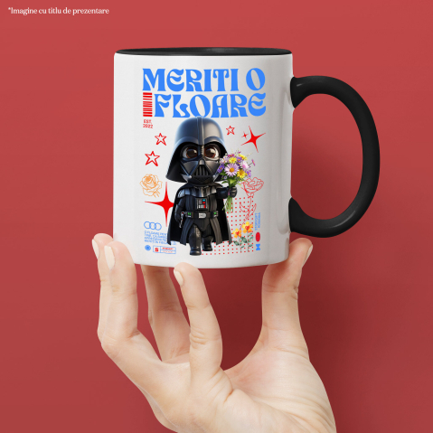 Cana Cu Darth Vader Cadru Plin de Flori si Mister, Ceramica, 330ML [2]