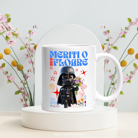 Cana Cu Darth Vader Cadru Plin de Flori si Mister, Ceramica, 330ML [3]