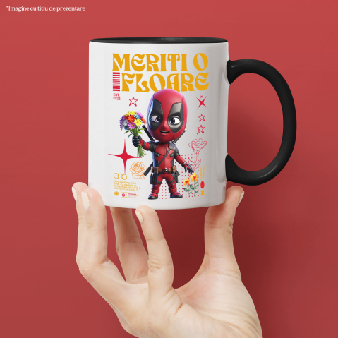 Cana Cu Deadpool Flori din Universul Disney, Ceramica, 330ML [2]