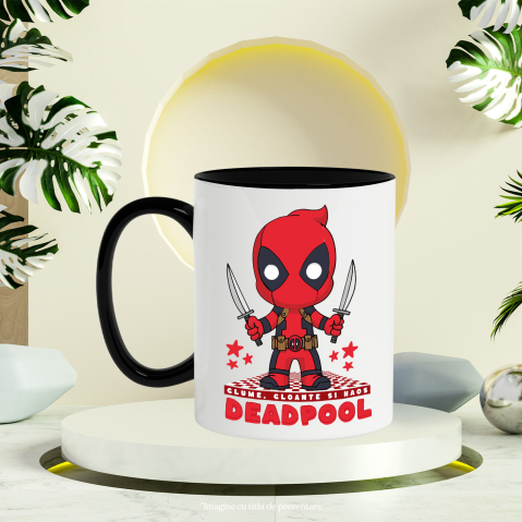 Cana Cu Deadpool – razboinicul cu sabiile Ceramica, 330ML, cu Maner Negru [2]