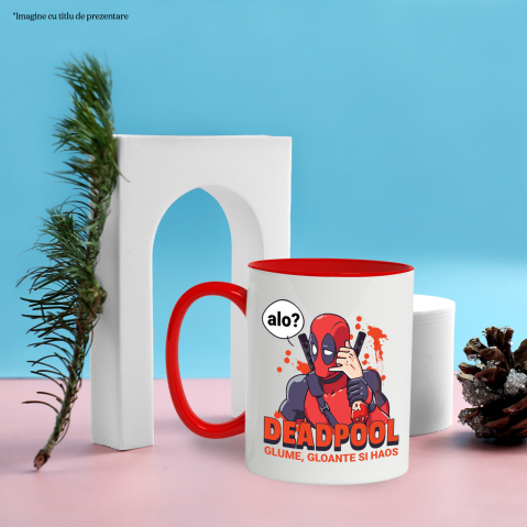 Cana Cu Deadpool si misiunea periculoasa Ceramica, 330ML, cu Maner Rosu [2]
