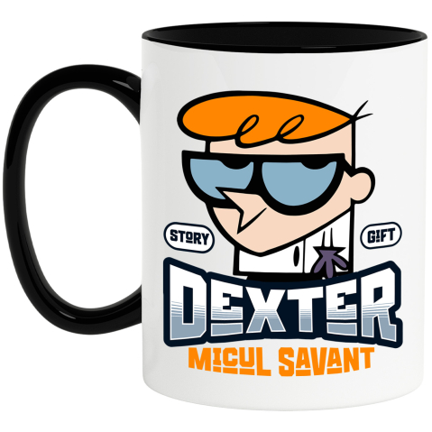 Desene Animate - Cana Cu Dexter si inventiile magic Ceramica, 330ML, cu Maner Negru