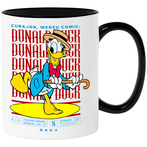 Desene Animate - Cana Cu Donald Duck pe ritmuri vesele Ceramica, 330ML, cu Maner Negru