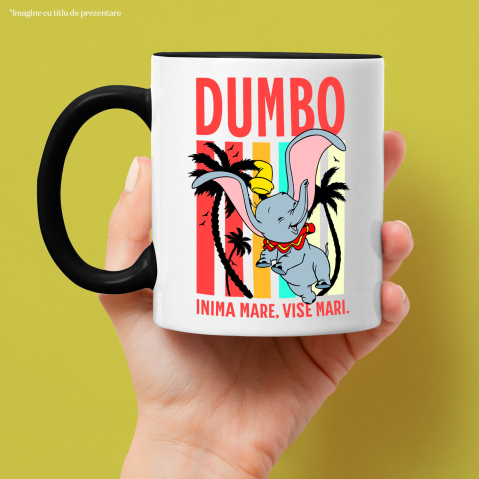 Cana Cu Dumbo – aventuri magice Ceramica, 330ML, cu Maner Negru [1]