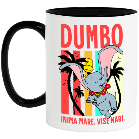 Desene Animate - Cana Cu Dumbo – aventuri magice Ceramica, 330ML, cu Maner Negru