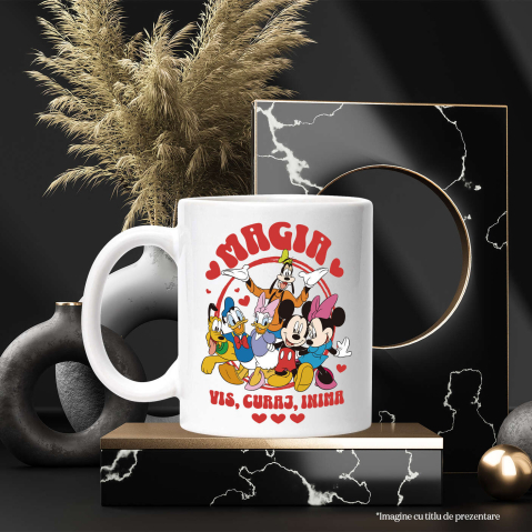 Cana Cu Echipa Mickey Mouse – Uniti prin Prietenie Ceramica, 330ML, cu Maner Alb [2]