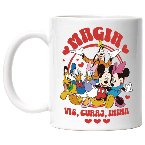 Căni - Cana Cu Echipa Mickey Mouse – Uniti prin Prietenie Ceramica, 330ML, cu Maner Alb