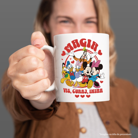 Cana Cu Echipa Mickey Mouse – Uniti prin Prietenie Ceramica, 330ML, cu Maner Alb [1]