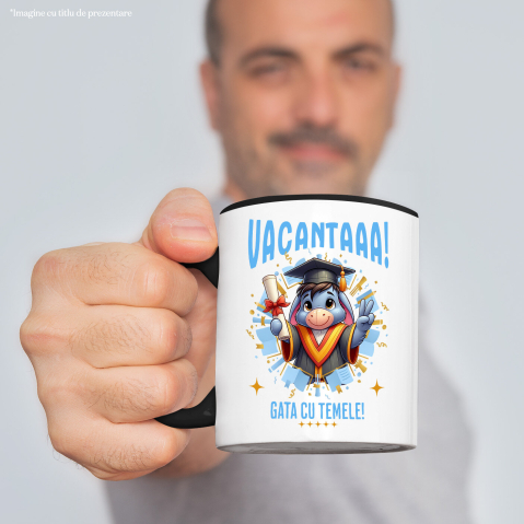 Cana Cu Eeyore si Visele de Vacanta Ceramica, 330ML, cu Maner Negru [1]