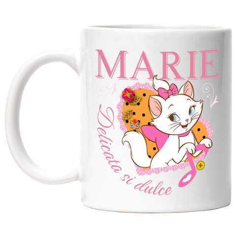 Căni - Cana Cu Eleganta Pisicutei Cu Fundita Roz Ceramica, 330ML, cu Maner Alb