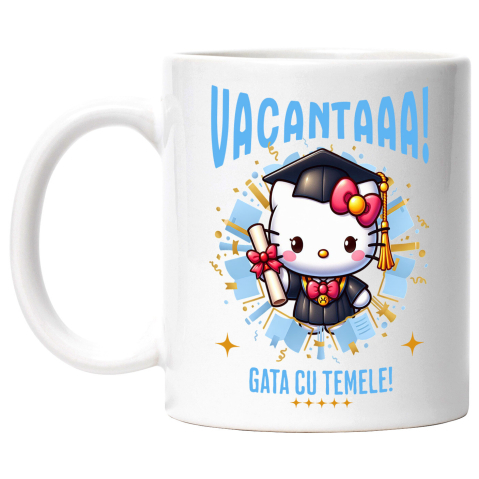 Educatie - Cana Cu Explorari Vesel cu Hello Kitty si Diplome, Ceramica, 330ML