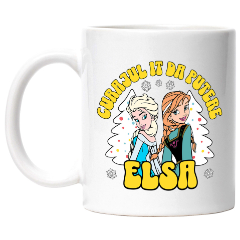 Desene Animate - Cana Cu Frozen - Aventuri de vis cu Elsa si Ana Ceramica, 330ML, cu Maner Alb