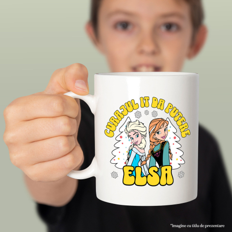 Cana Cu Frozen - Aventuri de vis cu Elsa si Ana Ceramica, 330ML, cu Maner Alb [1]