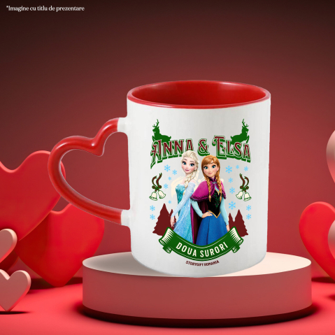 Cana Cu Frozen - Elsa si lumea magica Ceramica, 330ML, cu Maner Inima Rosie [2]