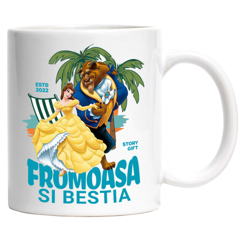 Desene Animate - Cana Cu Frumoasa si Bestia - Dragostea Schimba Totul Ceramica, 330ML, cu Maner Alb