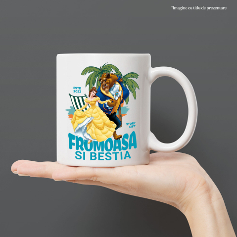 Cana Cu Frumoasa si Bestia - Dragostea Schimba Totul Ceramica, 330ML, cu Maner Alb [1]