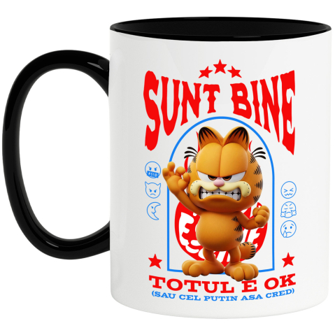 Cani Personalizate - Cana Cu Garfield, Ok, Sarcastic, Nervos, Iritat, Ceramica, 330ML